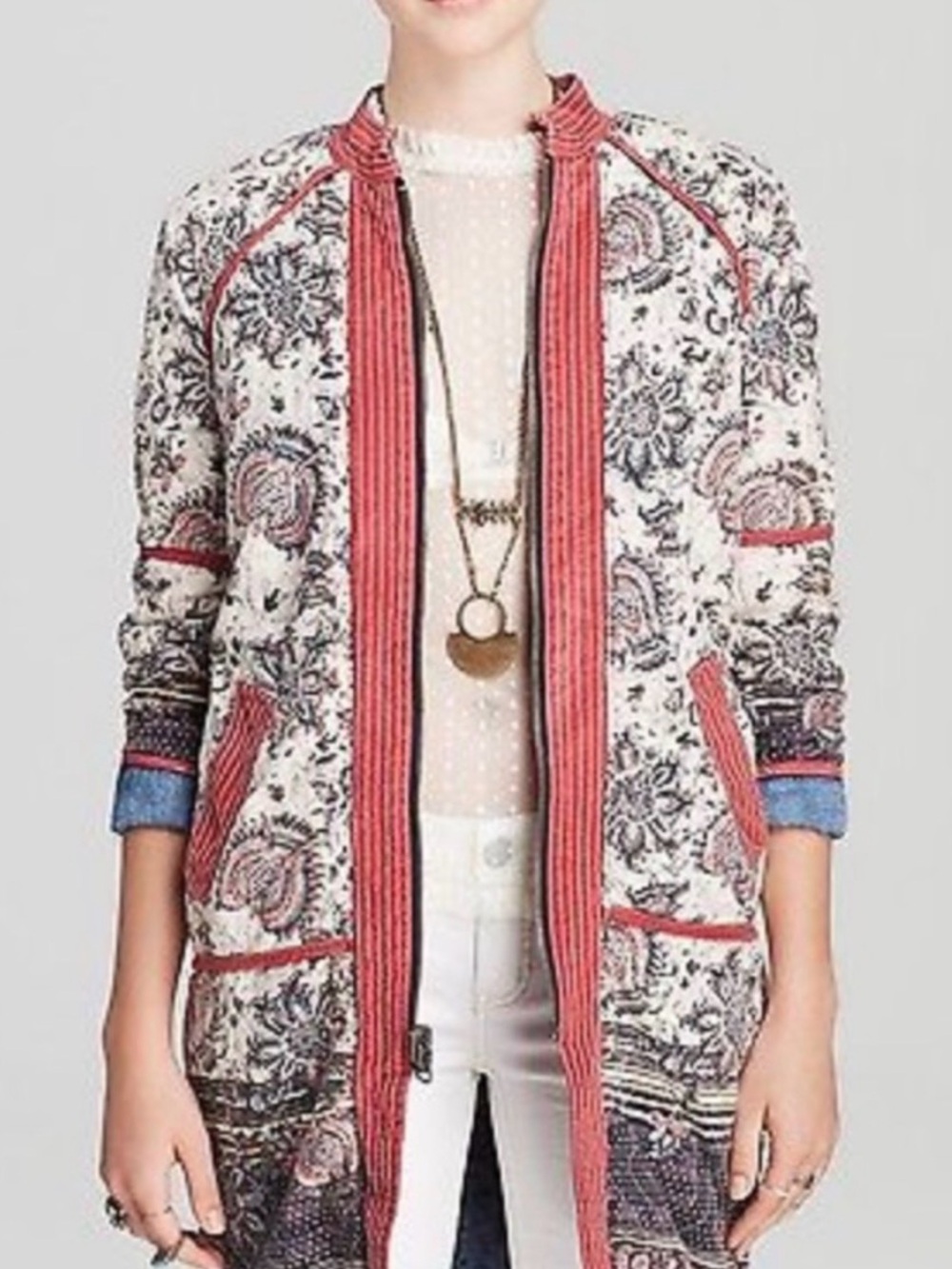 Free People Belario Reversible Quilted Jacket Cotton Small Boho - Picture 3 of 10